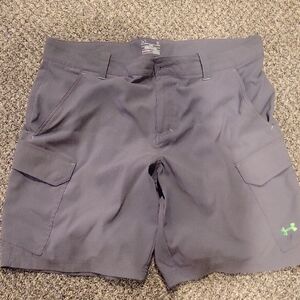 Under Armour Charcoal Cargo Shorts with Green Logo